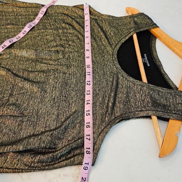 EILEEN Fisher Gold Knit Metallic Party Top Asymmetric Small Mob Wife - Picture 7 of 8